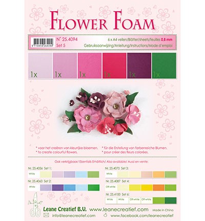 Flower foam - assortment - Set 5 - Red - Pink - Colours