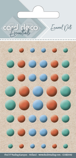 Card deco essentials - Enamel dots - Oranje groen blauw