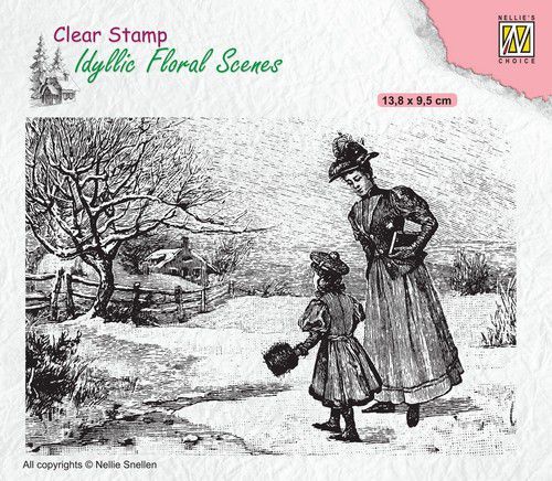 Nellie Snellen - Clearstamp - Vintage wintery scene
