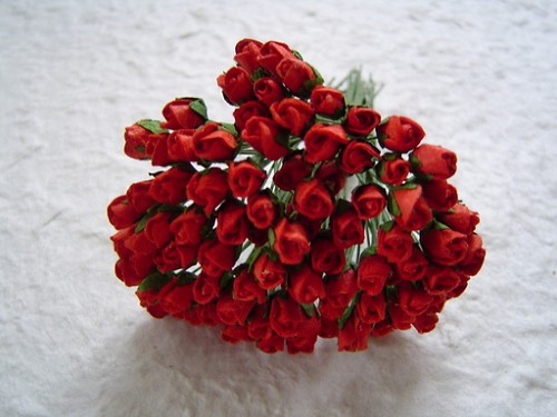 Mulberry paper Closed Rose Buds - Red